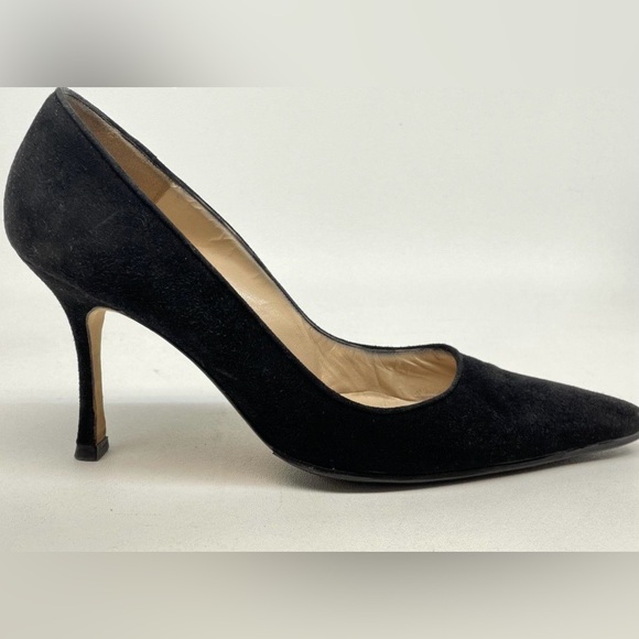Manolo Blahnik Black Suede Pointed Toe Heels 39.5 EU Classic Pumps Designer - Picture 8 of 8